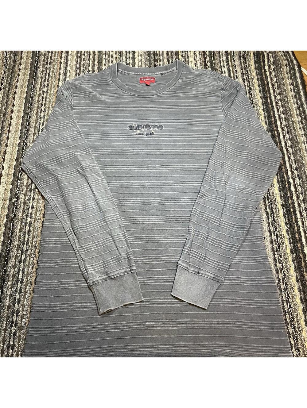 Supreme Raised Stripes L/S Top Black (Medium) FW16 Long Sleeve Classic Logo READ